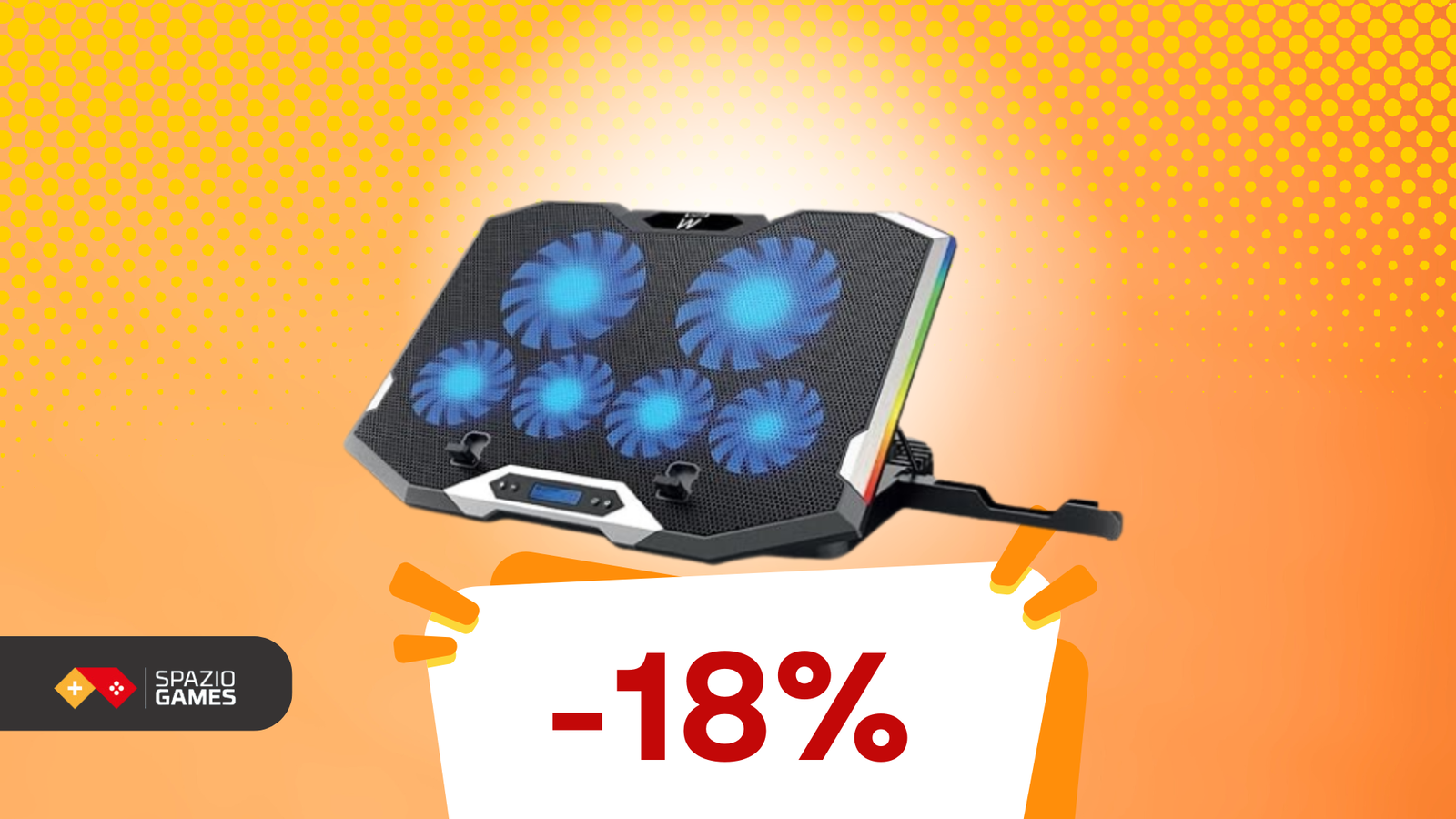 Laptop sempre fresco: supporto RGB di raffreddamento a soli 26€!