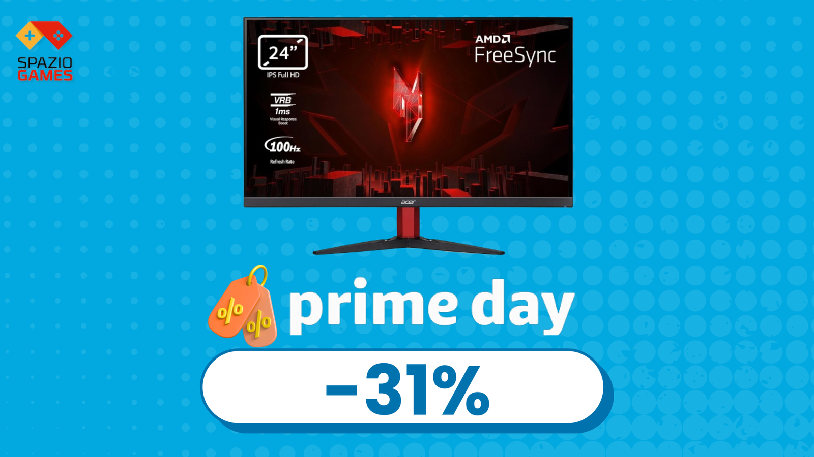 Monitor gaming Acer 24" a MENO DI 75€ per il Prime Day! IMPERDIBILE!