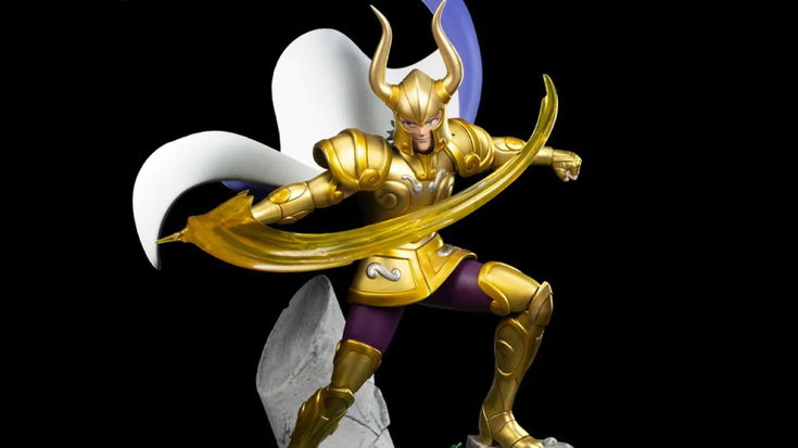 Shura Capricorn scaglia Excalibur nella nuova statua di Iron Studios