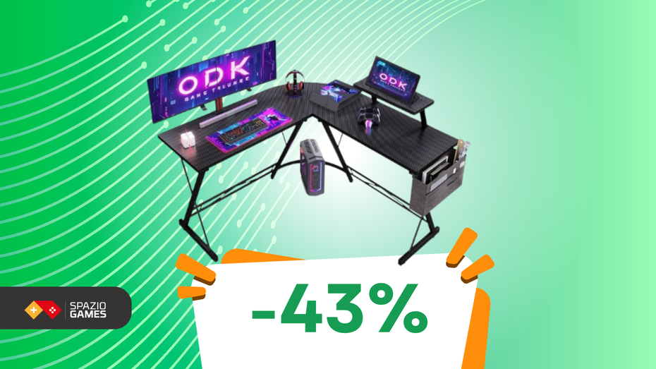 Immagine di Spazio top per il tuo gaming: scrivania angolare ODK a soli 57€!
