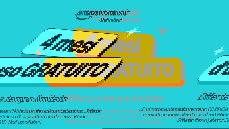 Immagine di Fino a 4 mesi gratuiti di emozioni da ascoltare con Amazon Music Unlimited