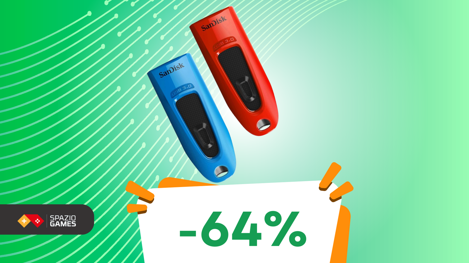 Due chiavette USB 64GB a soli 14€: sconto pazzesco del 64%!