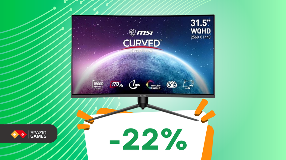 Immagine di Esperienza gaming da sogno con il monitor curvo MSI 31,5" a 179€!