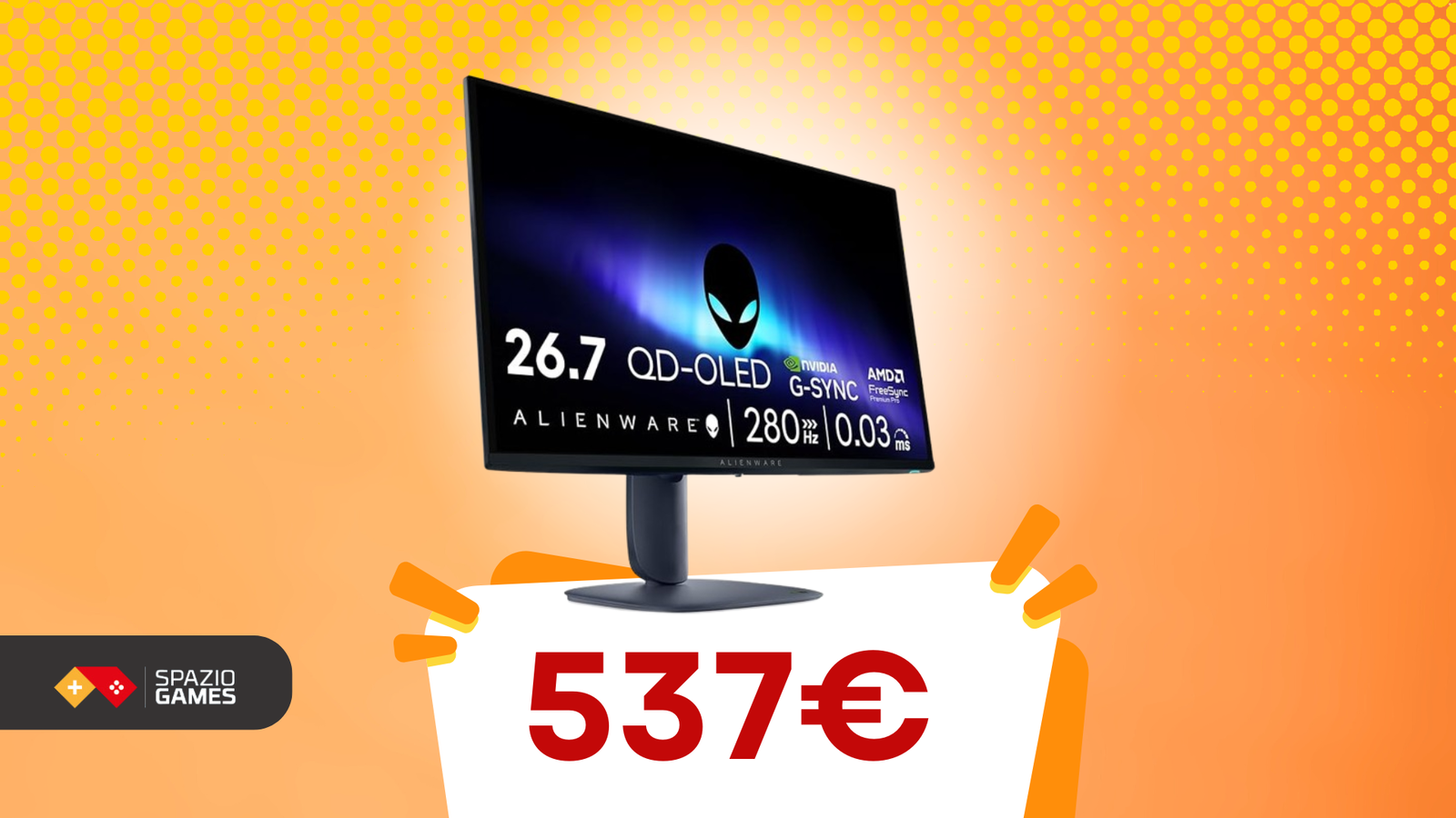 Serve un monitor gaming? Ecco l'Alienware 27" a 537€!