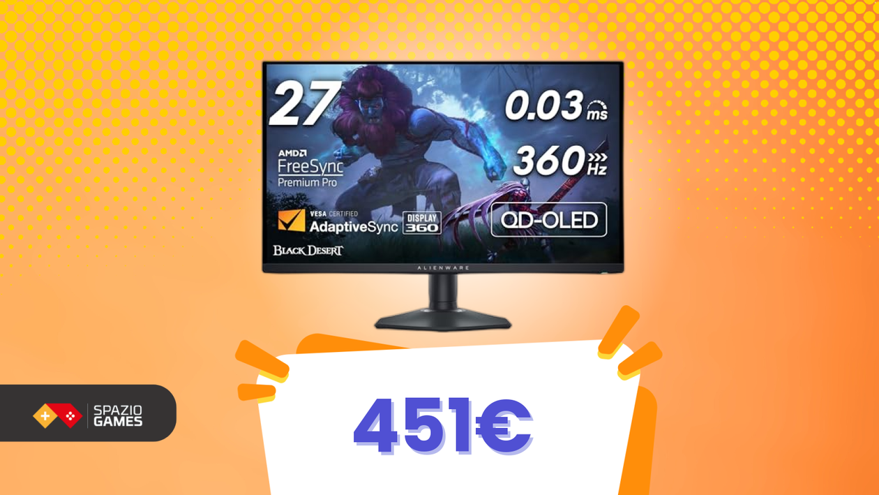 Immagine di Amazon rompe il mercato! Il monitor QD-OLED di Alienware crolla a 450€