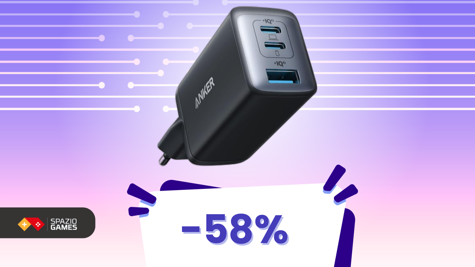 Smartphone nuovo senza caricatore? Questo Anker al -58% ti salva