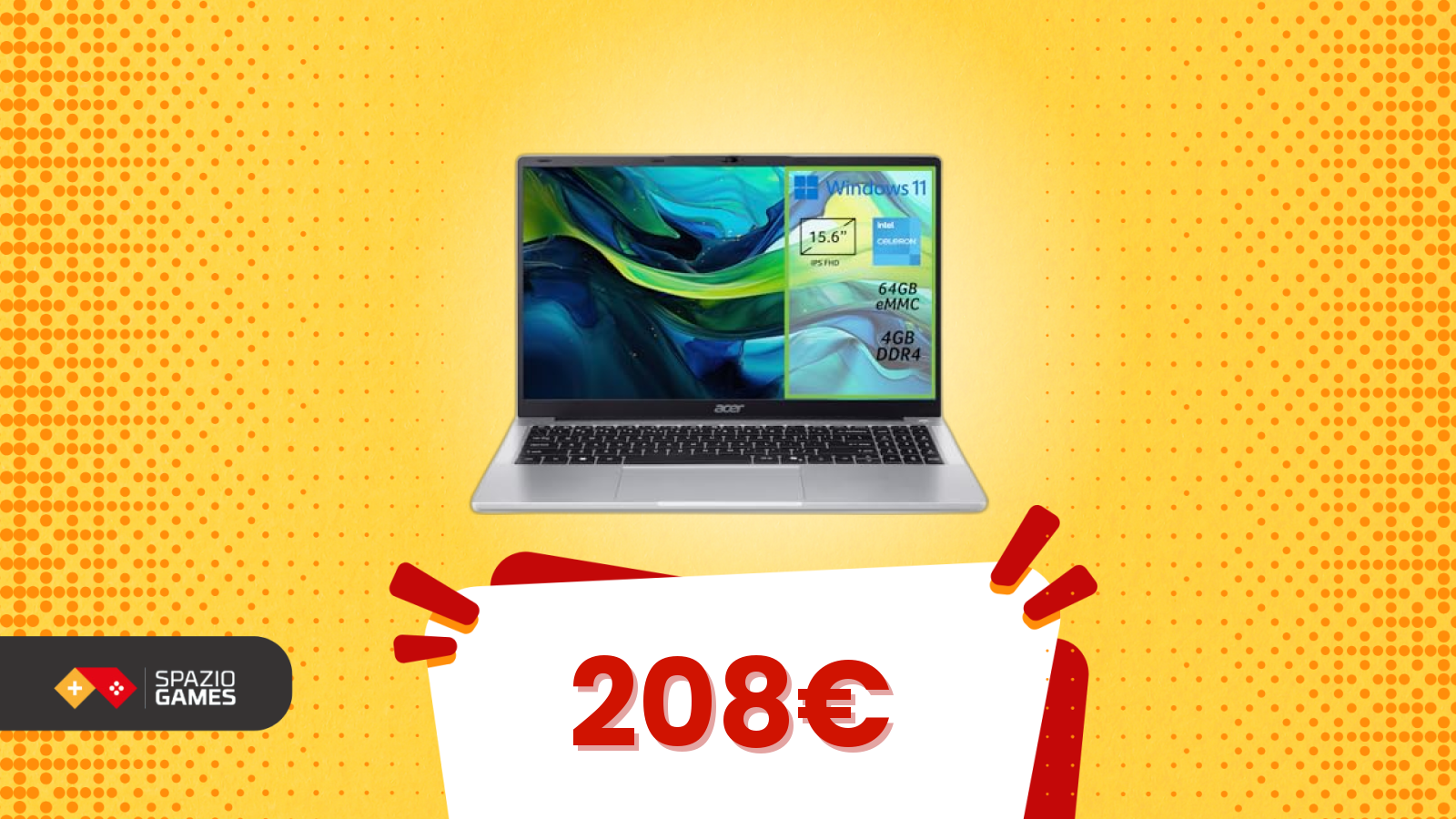 Acer Aspire con Windows, prezzo da Chromebook (208€)