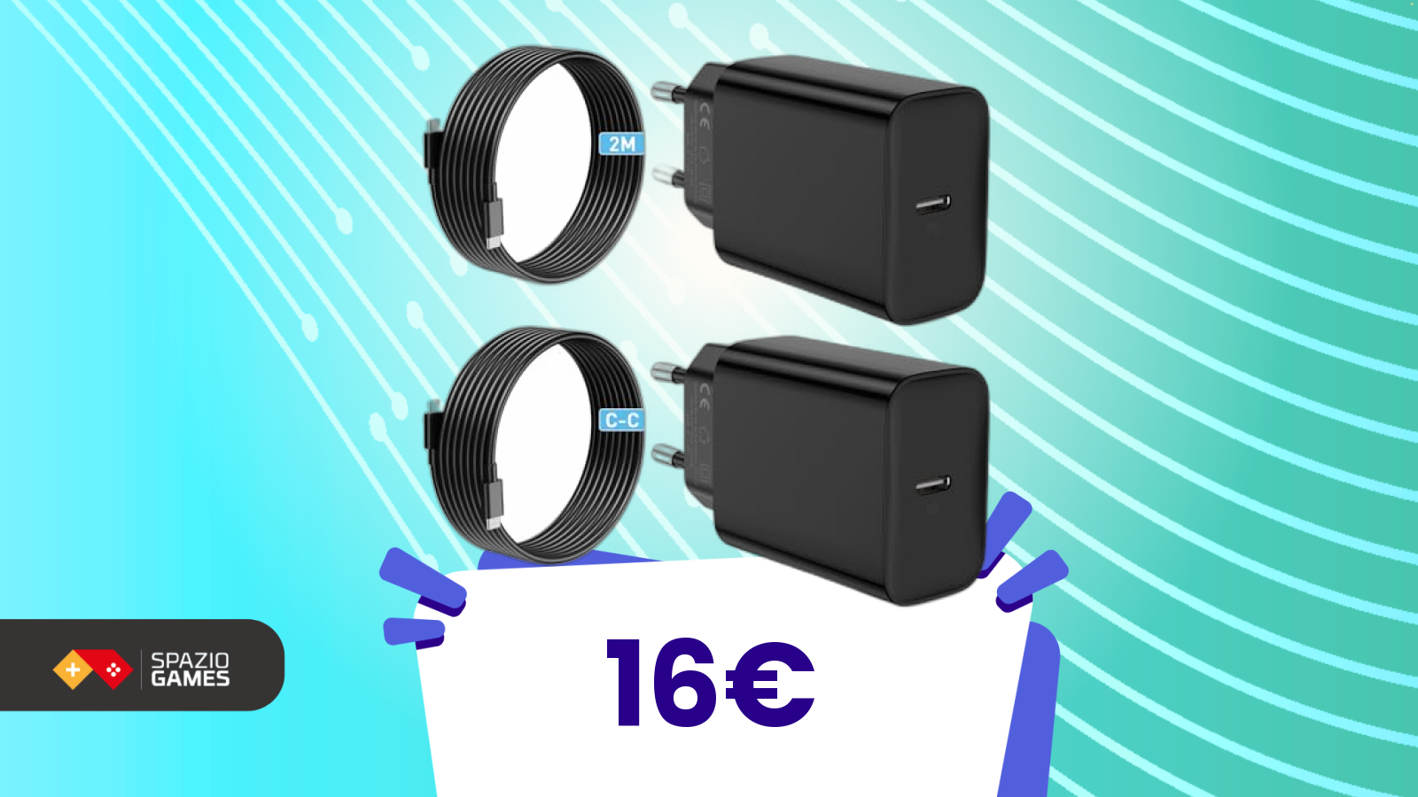 Caricatore per iPhone 15 16, Caricatore-USB-C, 20W, USB-C to C cavo 2M 2 Set, Caricabatterie Rapido USB C Adattatore Spina, PD3.0, per S-msung, per iPhone 16/15 / Pro/Pro Max/Plus - Rosa