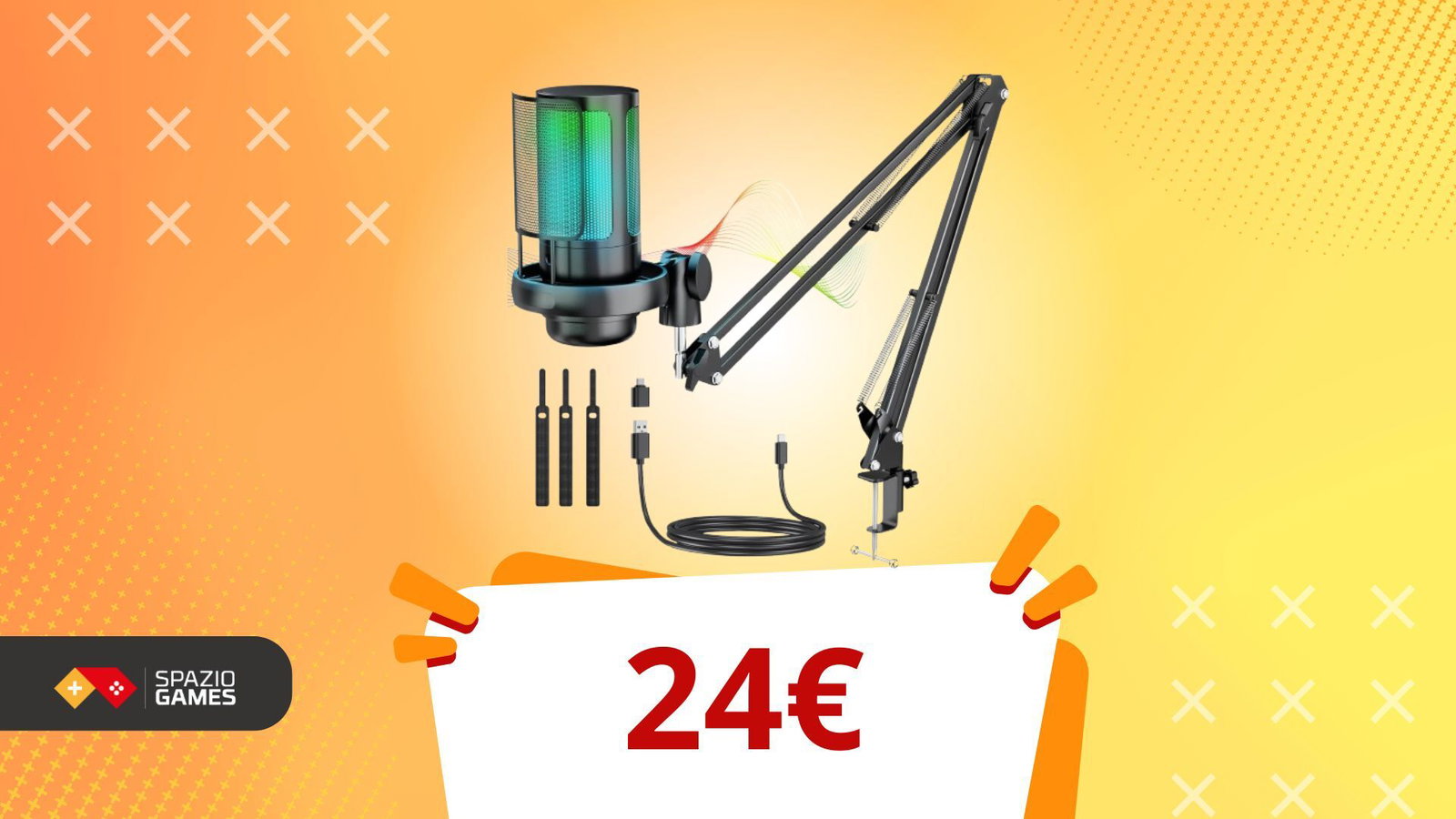 Microfono RGB completo di supporto, a 24€: funzionale e conveniente