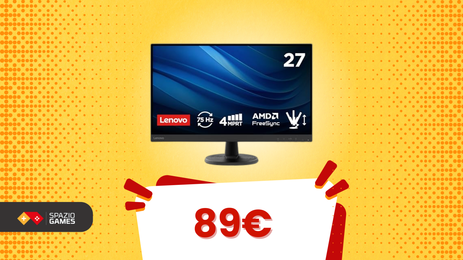 Best buy sotto i 90€: monitor Lenovo essenziale con qualità premium