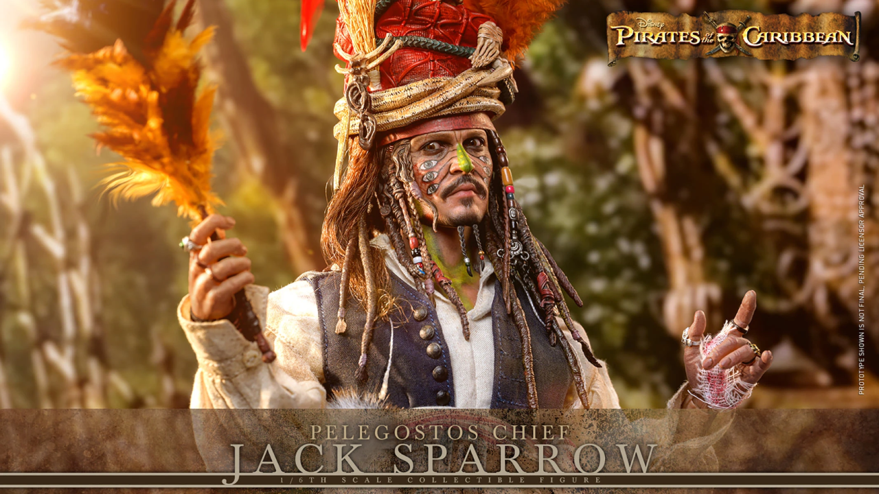 Pirati dei Caraibi: Jack Sparrow incoronato capo tribù nella nuova 1/6 Hot Toys