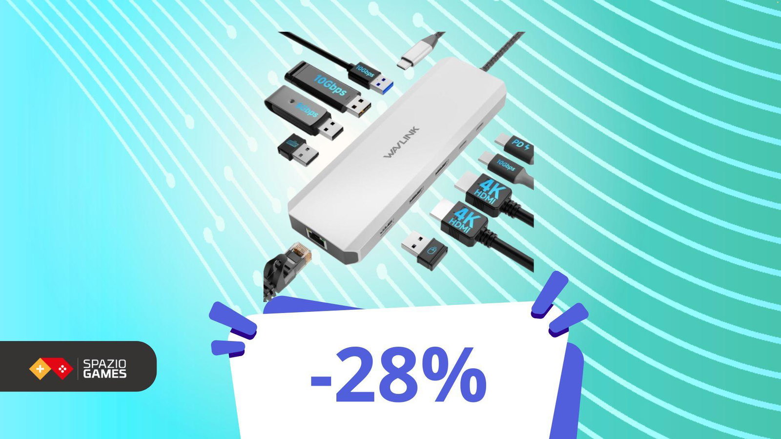 Potente Docking Station 10-in-1 con PD 100W. Approfitta del 28% di sconto