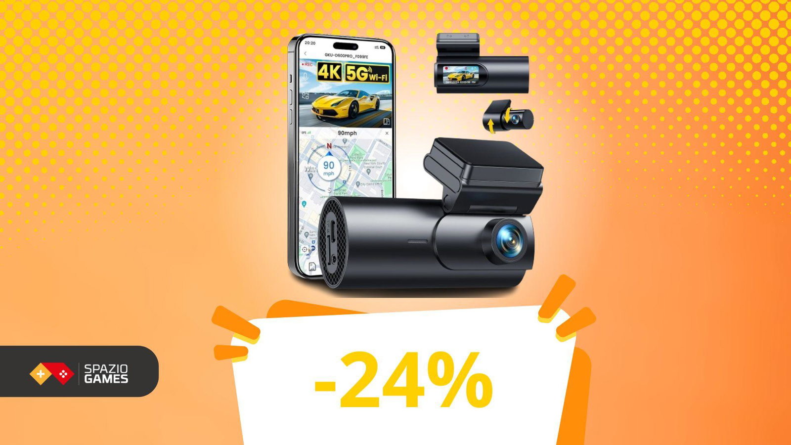 Dash Cam completa di SD: installi e registri subito (in più è scontata)