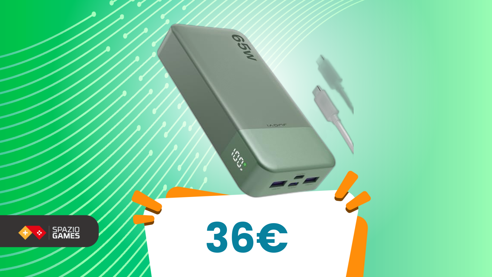 Basta powerbank piccole: questa da 20.000mAh e 65W è in super sconto oggi