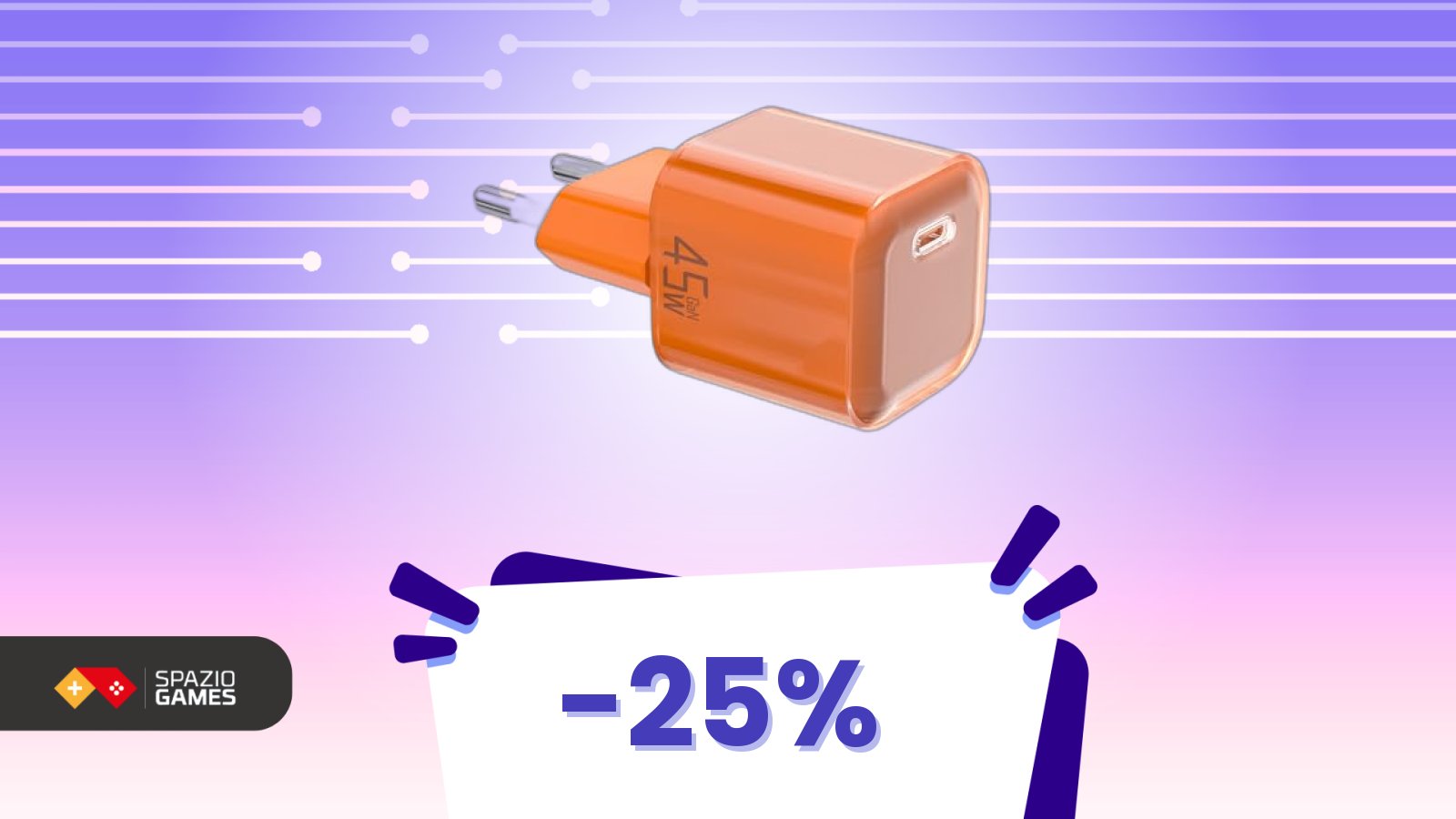 Caricatore moderno 45W + cavo 60W a soli 12€ in offerta