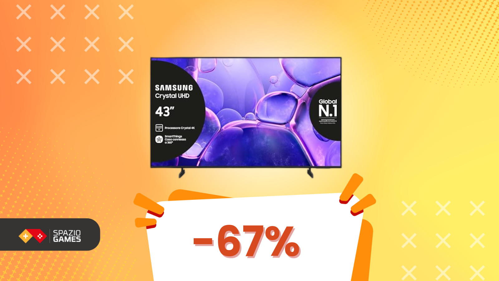 Samsung Smart TV 43'' Crystal 4K a soli 143€ su Amazon! (-67%)