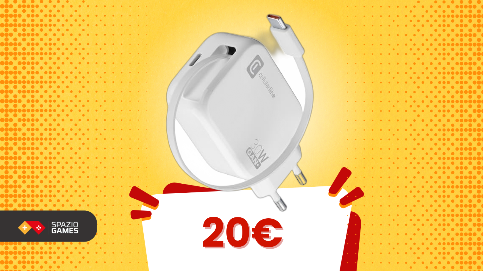 Tutto incluso e in offerta: caricatore da parete con cavo USB-C integrato