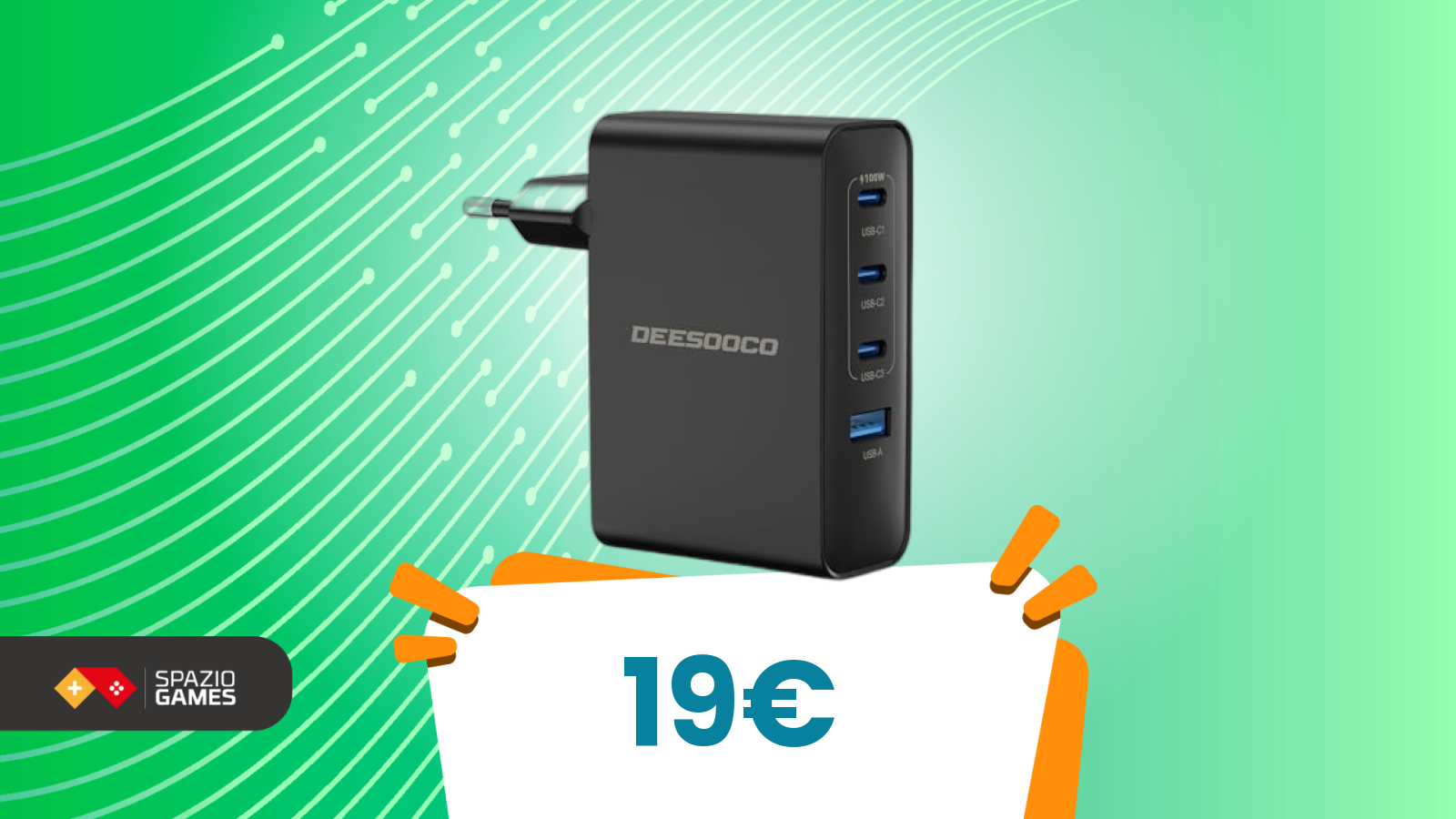 Un solo caricabatterie, 4 porte: addio ciabatta? (e oggi è in forte sconto)