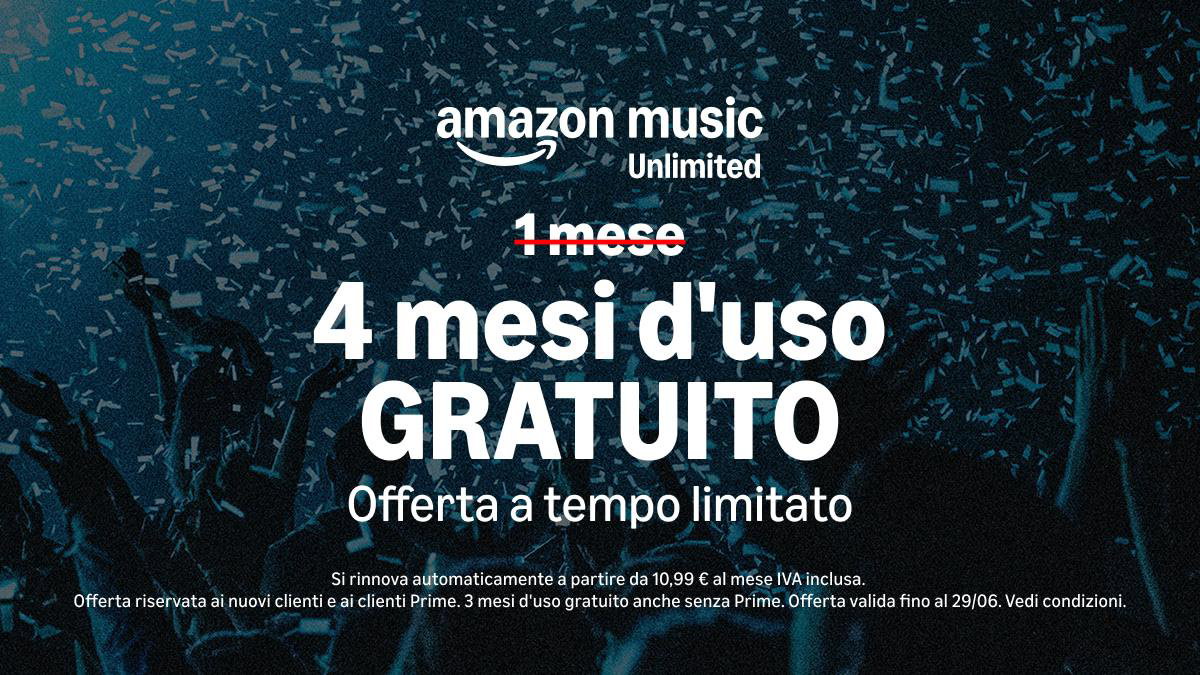 Immagine di Musica illimitata su Amazon Music Unlimited: fino a 4 mesi gratis