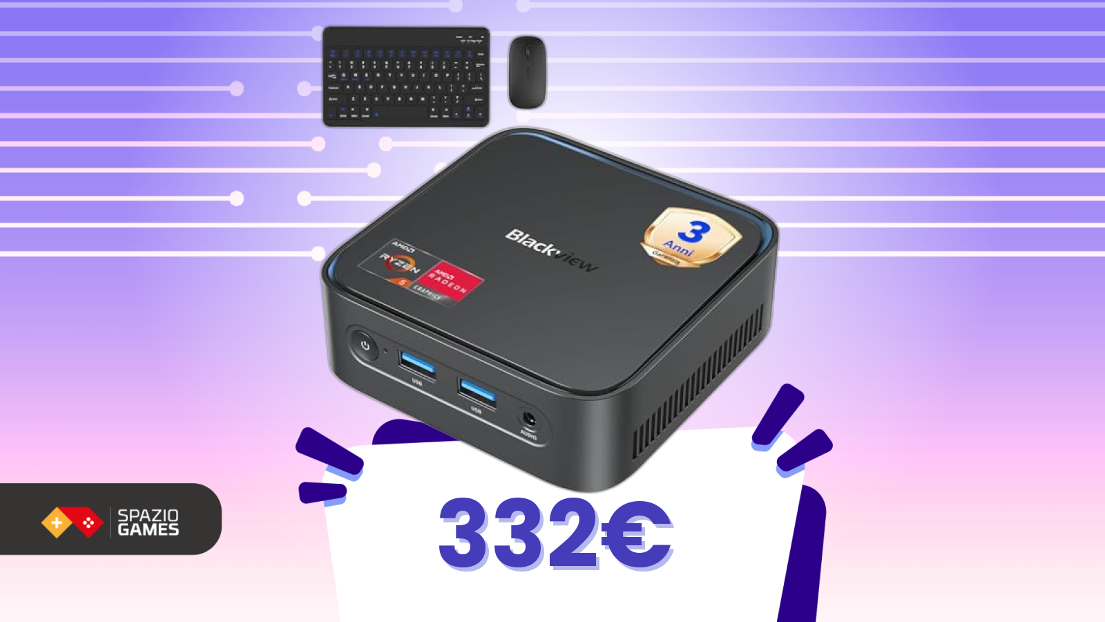 Dalla scatola al lavoro in 1 minuto: Mini PC completo, ti basta il monitor (-53%)