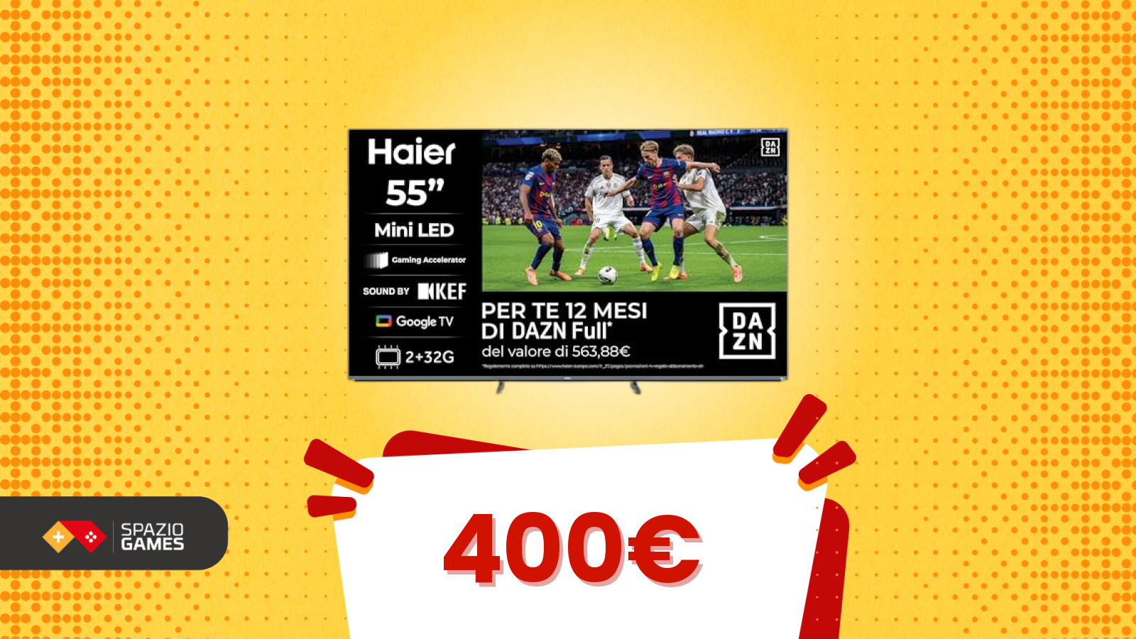 Haier MiniLED 4K 55" con Google TV a soli 400€!