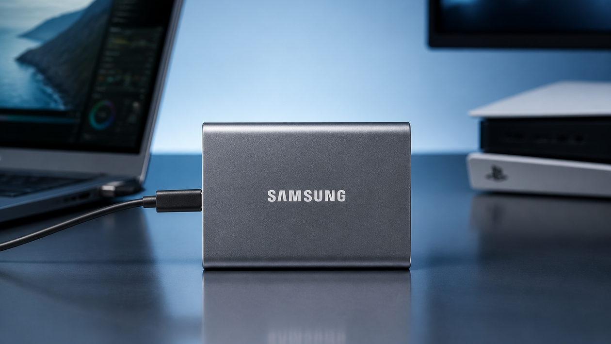 Immagine di Samsung T7 1TB al 47%, fino a 1.050 MB/s per giochi e video 4K