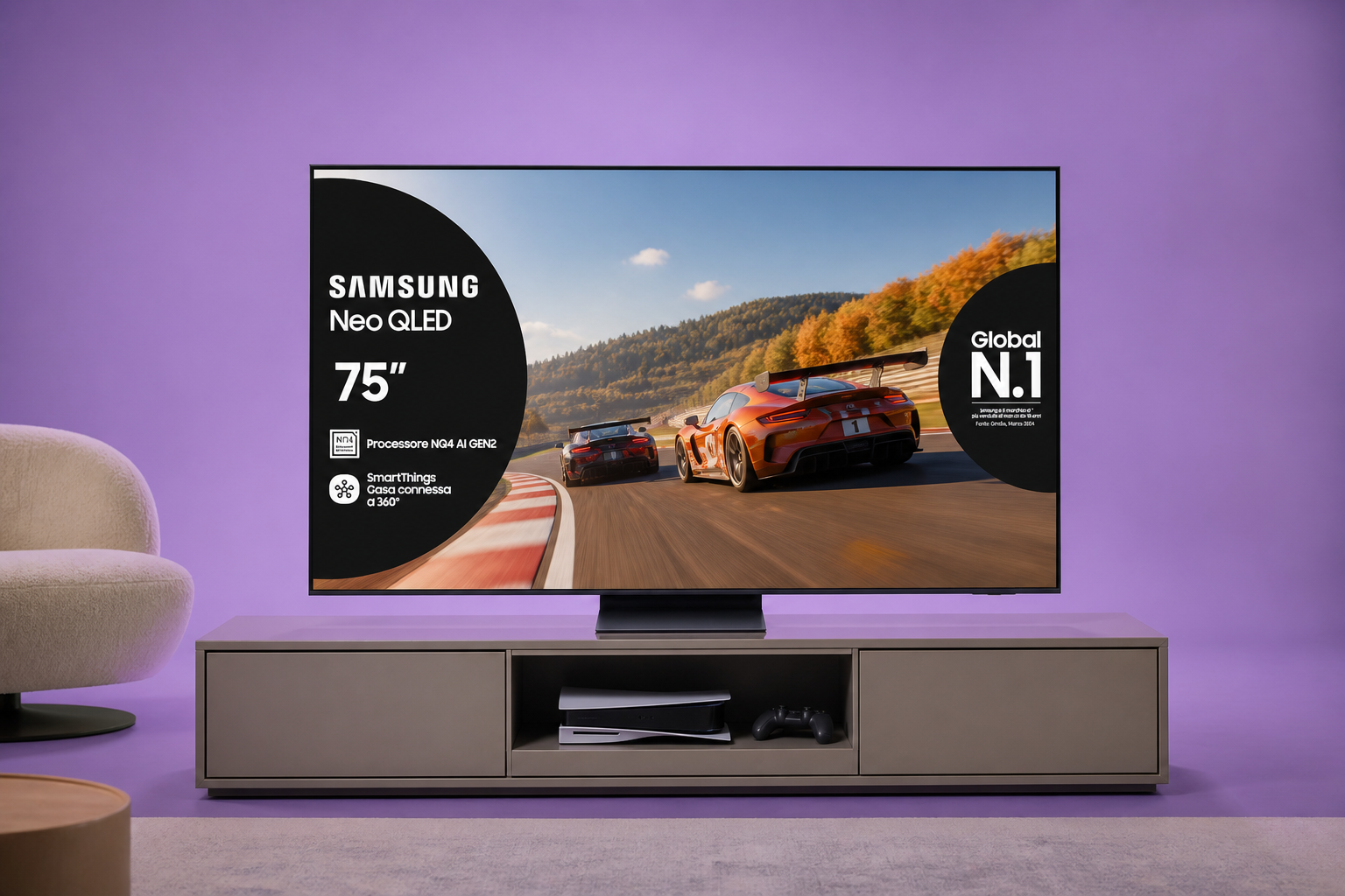 Anteprima: Samsung Neo QLED 75″ a 983€, Mini LED e 144 Hz per giocare in grande