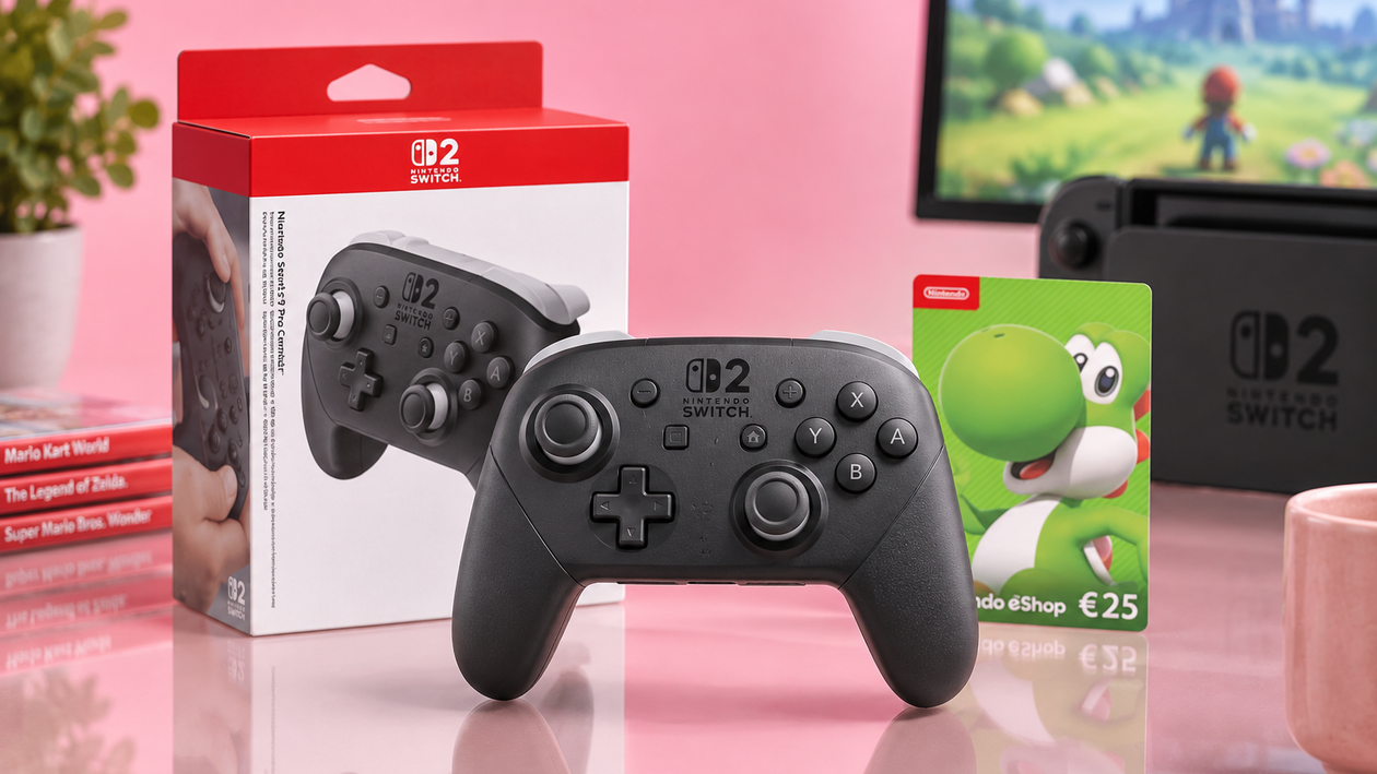 Immagine di Nintendo Switch 2 Pro Controller sotto i 95€ con 25€ eShop inclusi