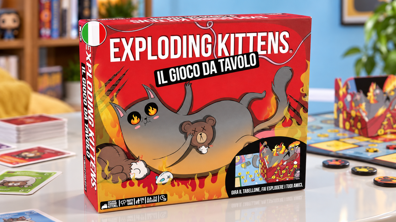 Immagine di Exploding Kittens a 28,49€ ribalta il tabellone, caos per tutta la famiglia