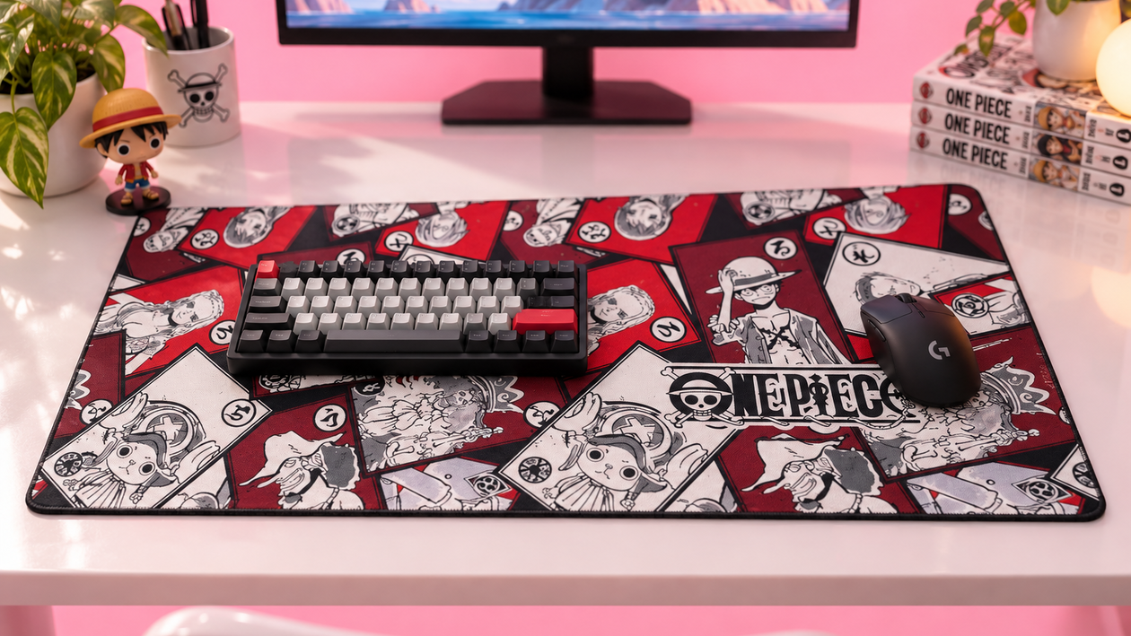 Immagine di One Piece sotto i 16€ su Amazon, il tappetino XXL che copre tutto il setup