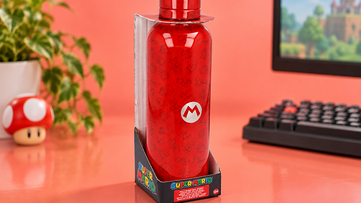 Immagine di Borraccia termica Super Mario a 24,39€, tiene caldo e freddo per ore