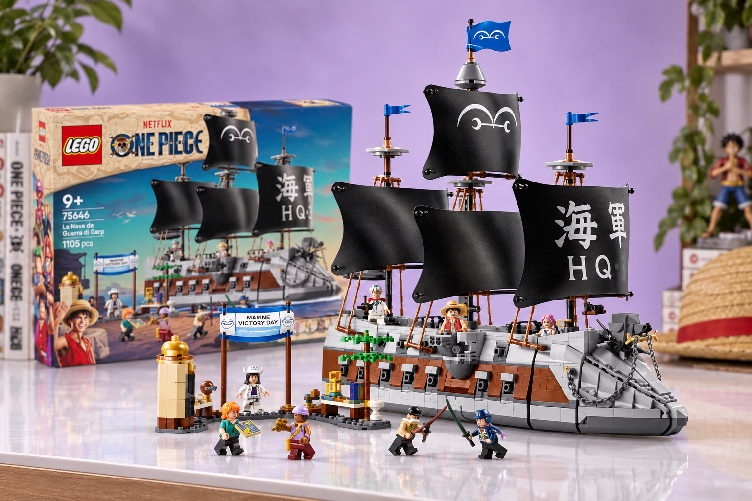 LEGO One Piece Nave da Guerra di Garp a 157,39€, 8 minifigure da esporre