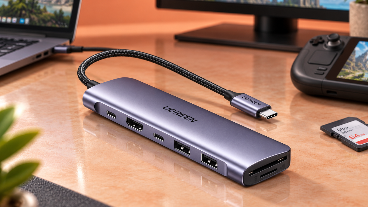 Immagine di UGREEN Revodok 1071 a 20,20€, sette porte per laptop e Steam Deck