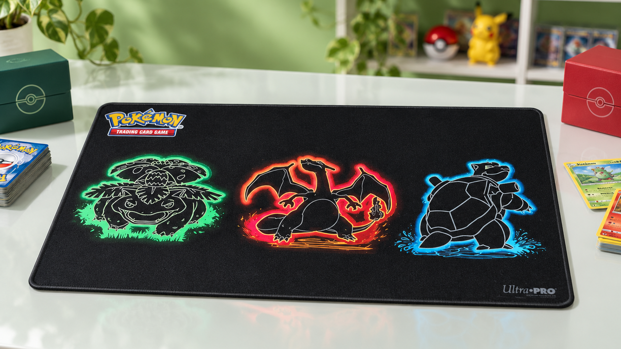 Immagine di Pokémon Neon Kanto Playmat a 32,20€, il tappetino foil per ogni duello