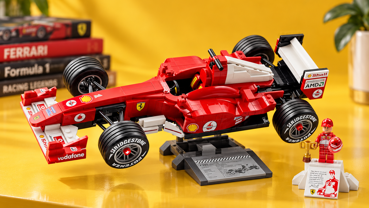 Immagine di LEGO Ferrari F2004 con Schumacher, a 81,70€ hai già tutto per esporla
