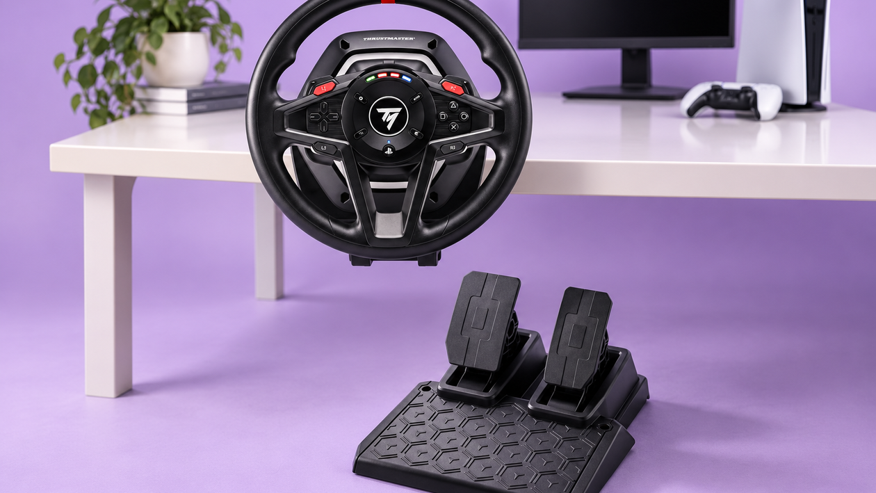 Immagine di Thrustmaster T128 con pedaliera a 139,99€, un buon inizio per il sim racing