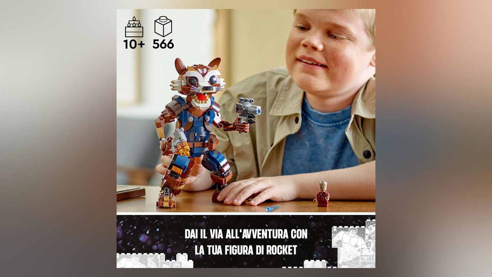 Costruisci e metti in posa LEGO Marvel Rocket e Baby Groot a 64,99€