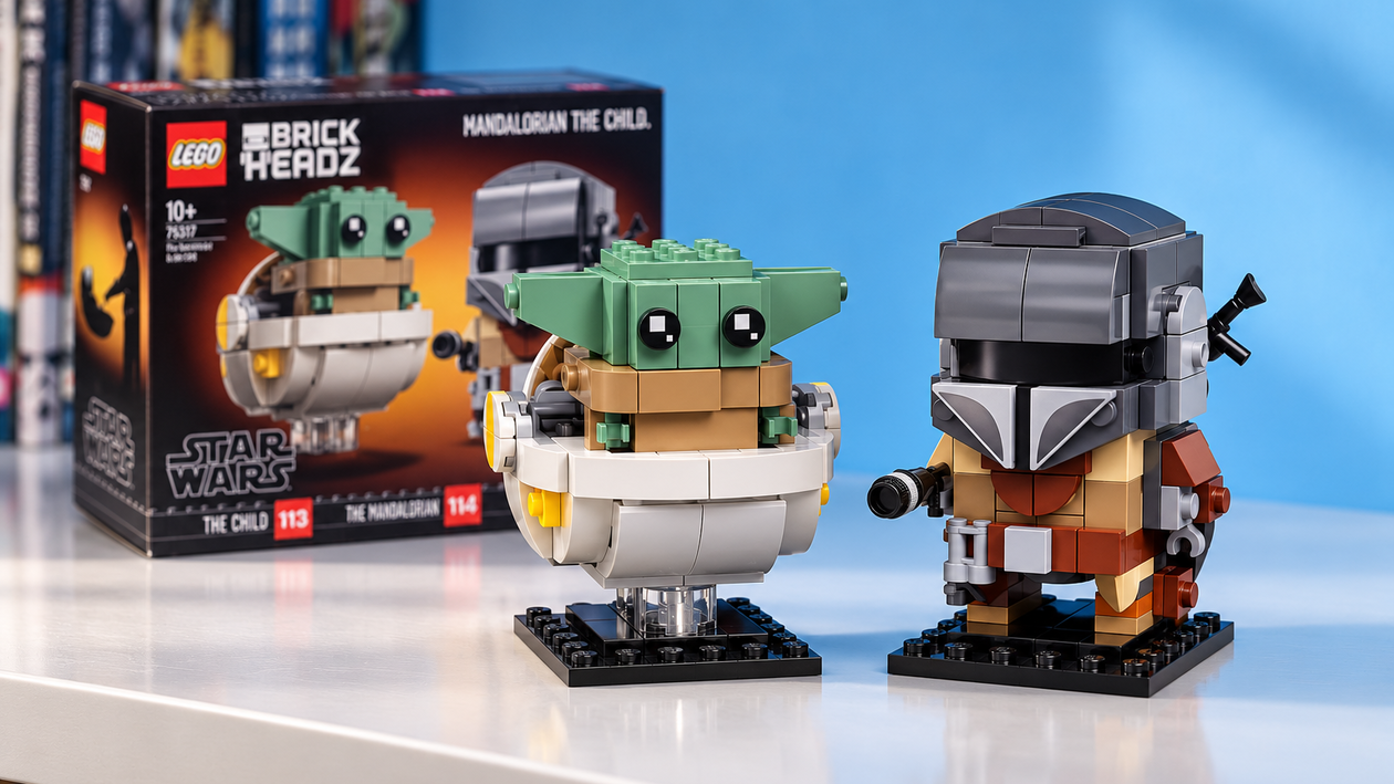 Immagine di LEGO Star Wars Mandaloriano e Grogu, due BrickHeadz da esporre per 32,23€
