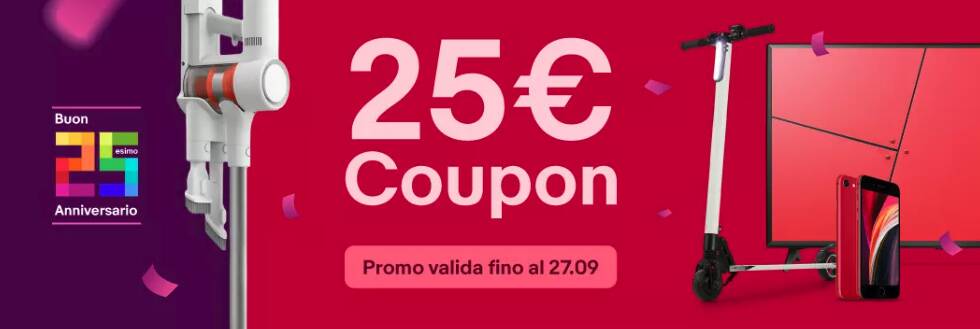 25° compleanno di eBay: codice sconto da 25€ per chiudere i festeggiamenti del portale!