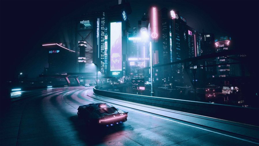 Immagine di Cyberpunk 2077, filma Night City dal punto più alto: il video è mozzafiato