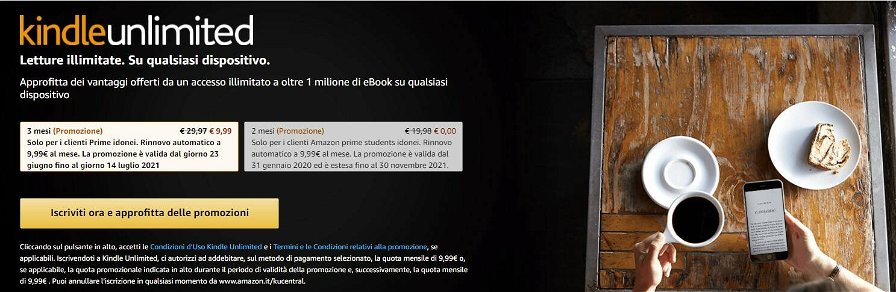 Kindle Unlimited in Italia: lettura illimitata a 9,90€ al mese