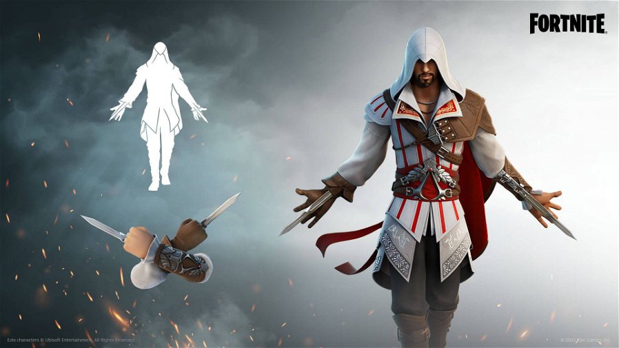 Immagine di Fortnite, i fan di Assassin's Creed reagiscono alle skin di Ezio ed Eivor