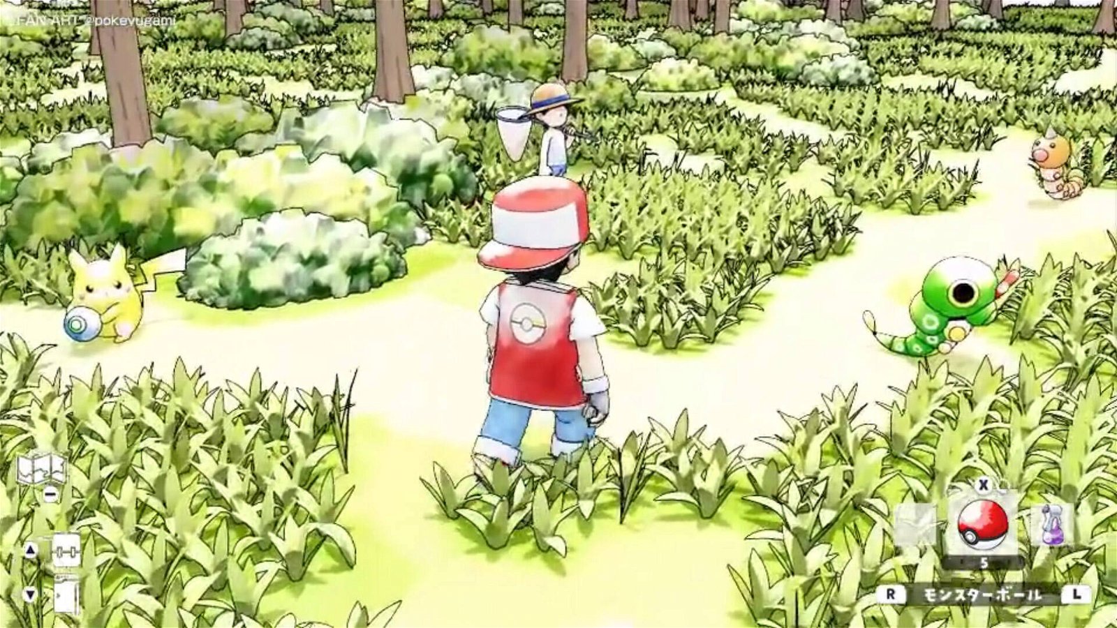 Pokémon Rosso e Blu incontra Leggende Pokémon Arceus nel remake ad acquerelli (di un fan)