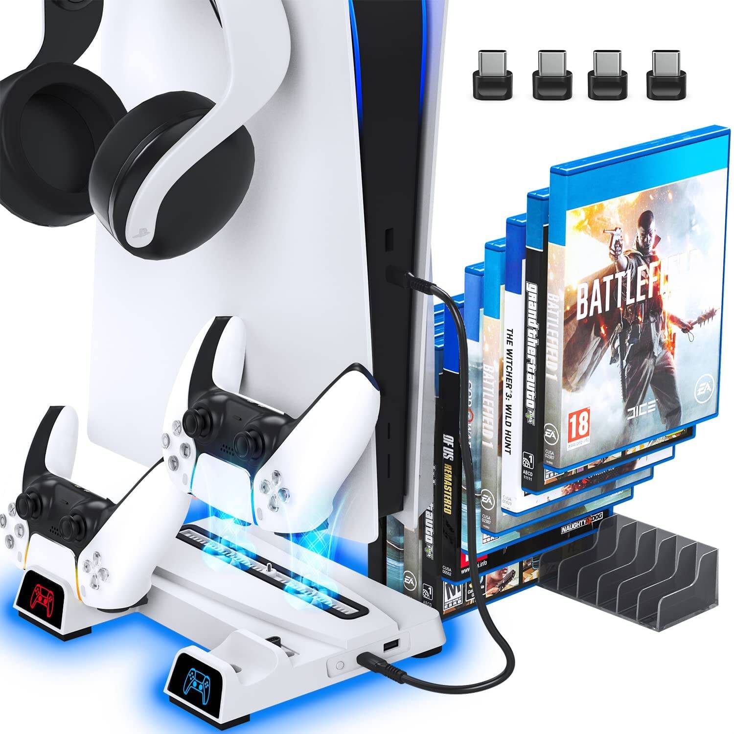 Supporto Verticale Per Tastiera E Controller 3 Livelli In Acrilico, Organizzatore Da Scrivania Per Accessori Gaming (PS5/Xbox), Nero, Con Attrezzi E Video Montaggio