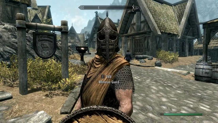 La guardia di Skyrim con la freccia nel ginocchio è diventata un peluche (parlante)