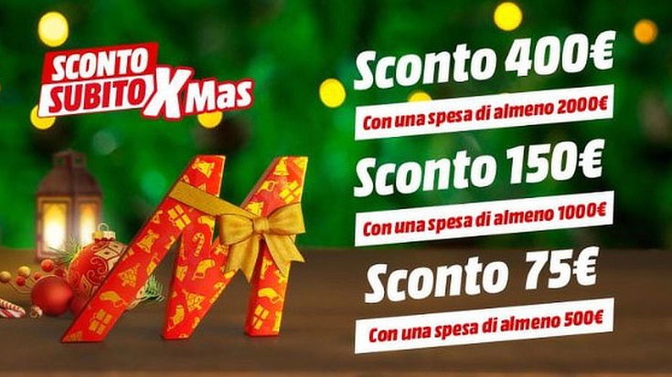 Sconto immediato sino a 400€ da MediaWorld con Sconto Subito Xmas