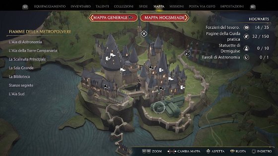 Mappa interattiva di Hogwarts Legacy