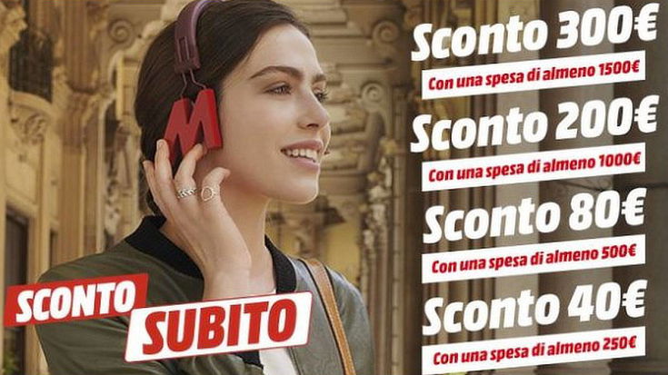 Sconto immediato sino a 300€ da MediaWorld con Sconto Subito!