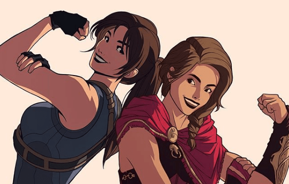 Lara si congratula con Kassandra per il debutto di Assassin's Creed Odyssey