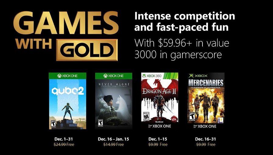 Immagine di Games With Gold, dicembre con Dragon Age II e un titolo della prima Xbox